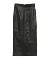 Alysi Leather Midi Skirt In Black