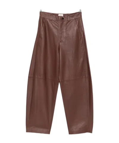 Alysi High-waisted Casual Trousers In Brown