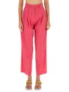 Alysi High-waisted Wool Pants With Pleated Front In Pink