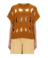 Alysi Hollow Knit Sweater In Orange