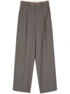 Alysi Wool Blend Wide-leg Trousers In Brown