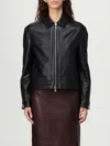 Alysi Zip-front Leather Jacket In Black