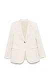 Alysi Beige Striped Single Breasted Blazer In Meringa
