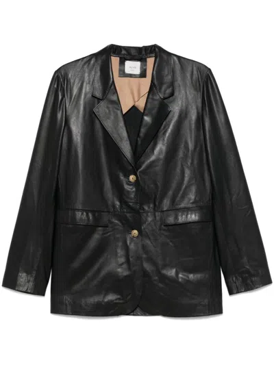 ALYSI ALYSI LEATHER SINGLE-BREASTED BLAZER JACKET