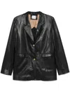 Alysi Leather Single-breasted Blazer Jacket In Black