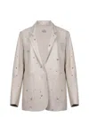 Alysi Lapel Leather Jacket In Gray