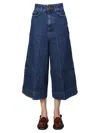 Alysi Pockets Cotton Wide-leg Jeans In Denim