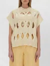 Alysi Beige Knitted Crew Neck T-shirt In Brown