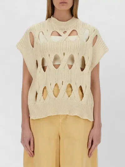 ALYSI JERSEY TOP CAP SLEEVES OPEN KNIT