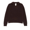 Alysi Wool Polo Sweater In Brown