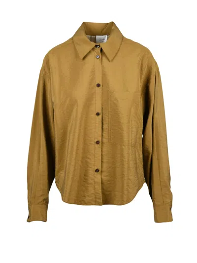 Alysi Khaki Silk-blend Fluid Shirt In Brown