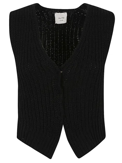 Alysi Knitted Cotton Vest In Black
