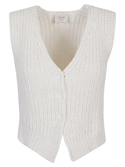 Alysi Knitted Cotton Waistcoat In White