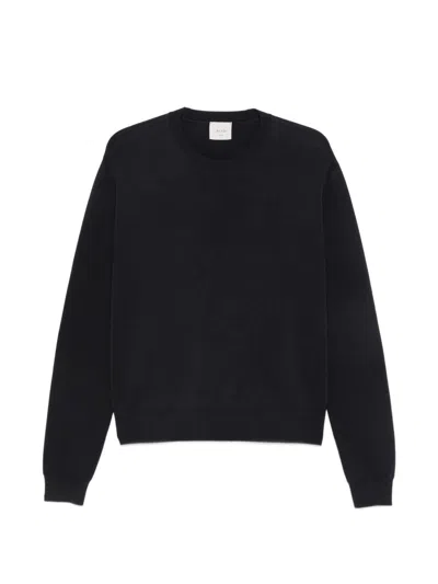 Alysi Knitted Crew-neck Sweatshirt In Black
