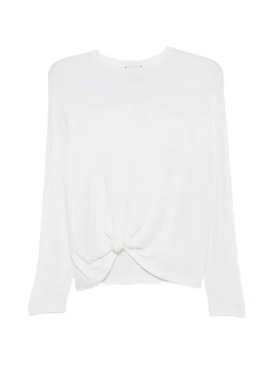 Alysi Knot-detail Long-sleeve T-shirt In White