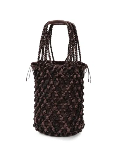 Alysi Knotted Mesh Shoulder Bag In Brown