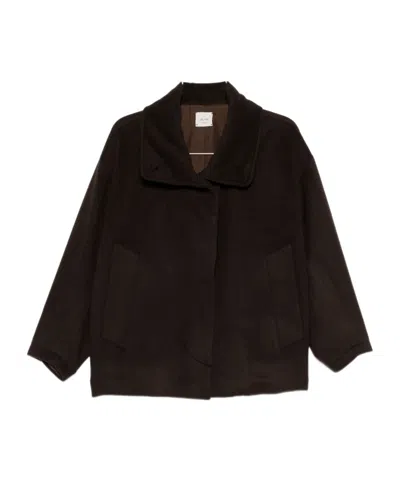 Alysi Lapel Casual Jacket In Brown