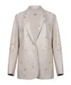 Alysi Lapel Leather Jacket In Gray