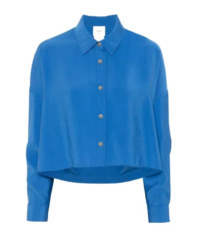Alysi Lapel Long Sleeve Shirt In Blue