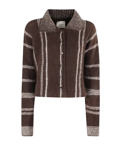 Alysi Lapel Long-sleeved Cardigan In Brown