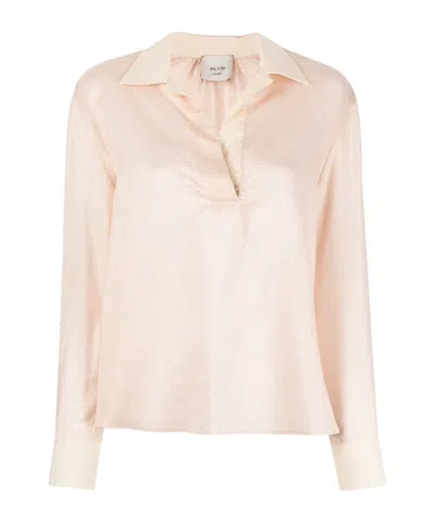 Alysi Lapel Long-sleeved Shirt In White
