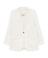 Alysi Beige Striped Single Breasted Blazer