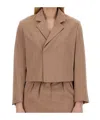 Alysi Lapel Long-sleeved Suit Jacket In Brown