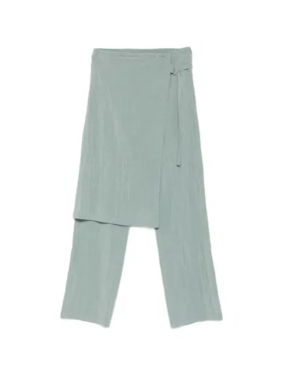 Alysi Layered Wrap-design Trousers In Green