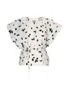 Alysi Light Backdrop Leaf Print Blouse In White