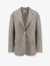 Alysi Leather Blazer In Grey