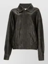 Alysi Leather Bomber Jacket In Black
