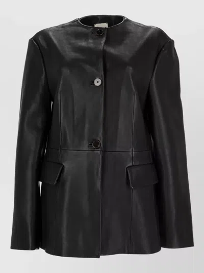 Alysi Leather Coat In Black