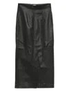 Alysi Leather Midi Skirt In Black