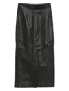 Alysi Leather Midi Skirt In Black