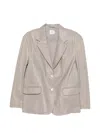 Alysi Leather Single-breasted Jacket In Gray