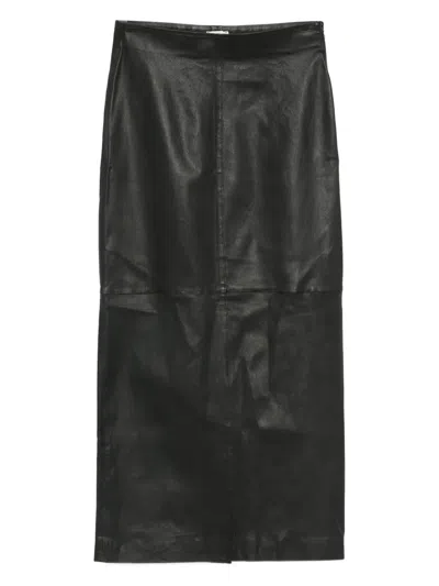 Alysi Leather Skirt In Black