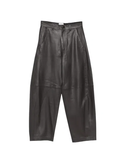 Alysi Leather Wide-leg Trousers In Gray