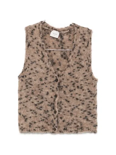 Alysi Leopard-pattern Button-up Vest In Brown