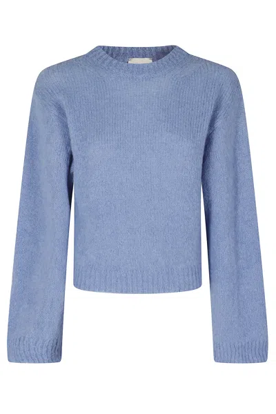 Alysi Light Blue Mohair-blend Crewneck Sweater