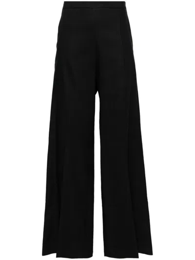 Alysi Linen Blend Tailored Trousers In Black