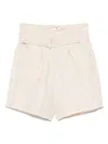 Alysi Linen Bermuda Shorts In Powder