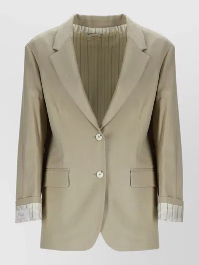 Alysi Linen Blend Blazer Jacket Notch Lapel In Neutral