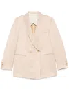 Alysi Linen Blend Double-breated Jacket In Beige