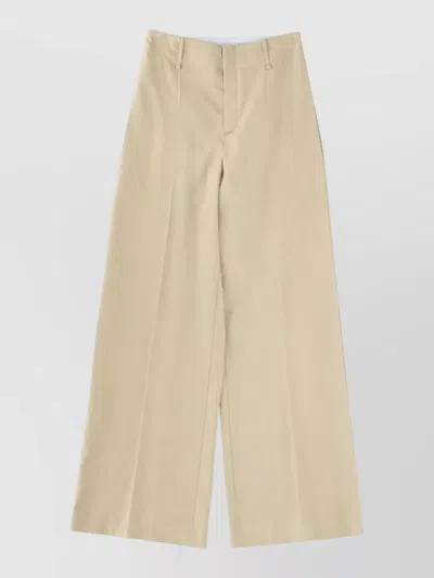 Alysi Linen Blend Tailored Pants Wide Leg In Neutral