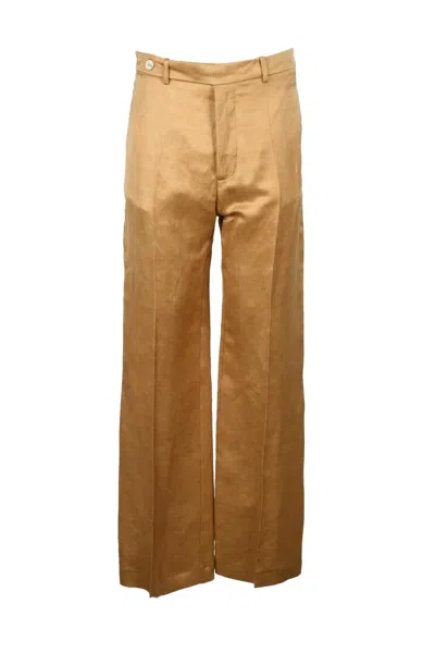 Alysi Linen Cupro Trousers - Curry In Brown