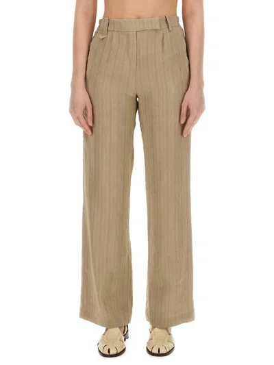 Alysi Linen Pants In Brown