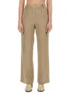 Alysi Linen Trousers Elastic Waist Belt Loops In Brown