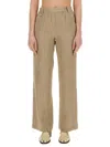 Alysi Linen Trousers Elastic Waist Belt Loops In Nude
