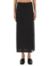 Alysi Dark Grey Solid Maxi Skirt In Black
