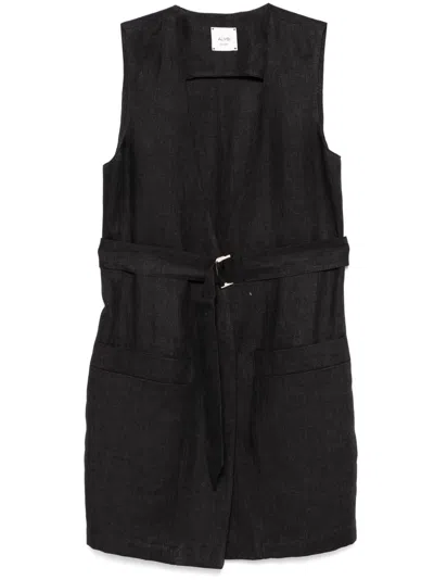 Alysi Linen Vest In Black